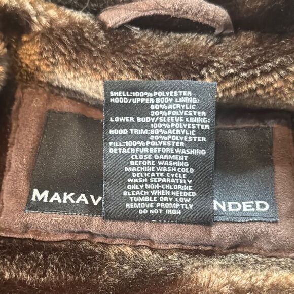 Vintage Makaveli Branded Tupac RARE Brown Puffer Jacket Hood Heavyweight L *READ - Picture 14 of 16